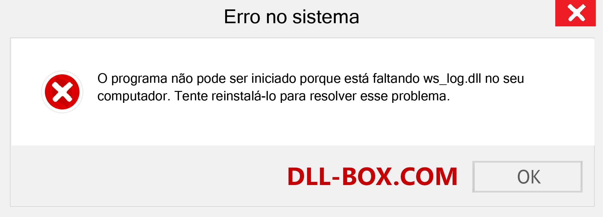 Arquivo ws_log.dll ausente ?. Download para Windows 7, 8, 10 - Correção de erro ausente ws_log dll no Windows, fotos, imagens